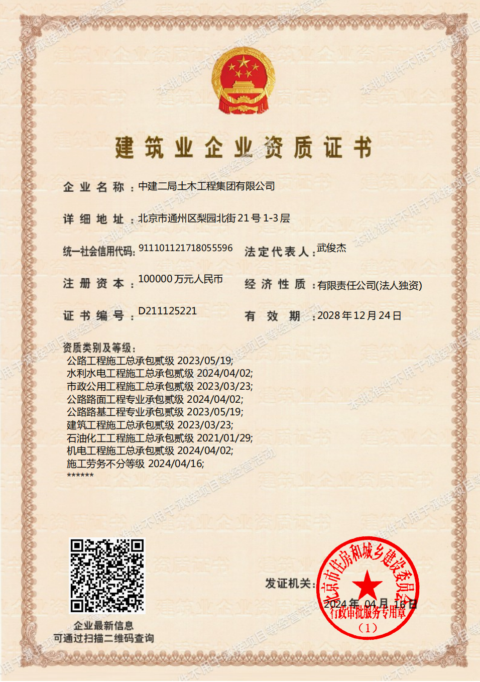 总承包资质证书